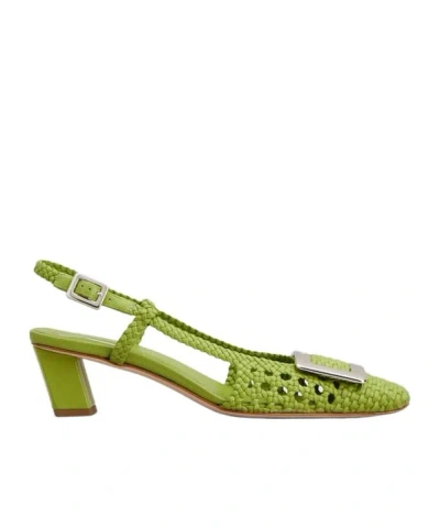 Roger Vivier Belle Vivier Slingback Pumps In Leather In Green