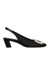 Roger Vivier Belle Vivier Crystal Buckle Slingback Pumps In Black