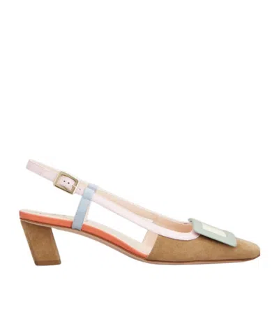 Roger Vivier Belle Vivier Slingback Pumps In Suede In Brown