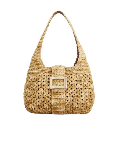 Roger Vivier Belle Vivier Small Hobo Bag In Crochet In Brown