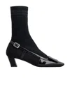 Roger Vivier Belle Vivier Sock Lacquered Buckle Ankle Boots In Black
