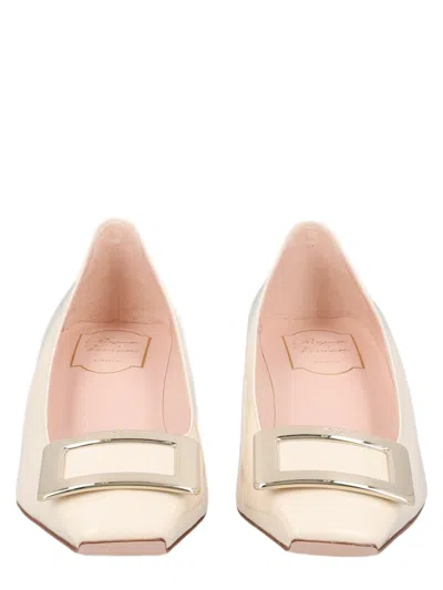 Roger Vivier Belle Vivier Square Toe Patent Calfskin Pumps In Neutral
