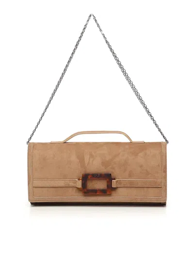 ROGER VIVIER BELLE VIVIER SUEDE CLUTCH