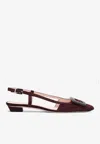 Roger Vivier Belle Vivier Bordeaux Suede Slingback Flats In Brown