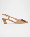 Roger Vivier Belle Vivier Turtle Sling Back 45 Pumps Brown In Brown