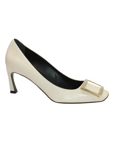 Roger Vivier Belle Vivier Trompette Leather Pumps In White