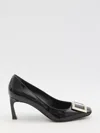 Roger Vivier Patent Leather Square-toe Heels In Black