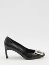Roger Vivier Patent Leather Square-toe Heels In Black