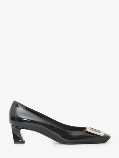 Roger Vivier Trompette Pumps In Patent Leather With Metal Buckle In Black