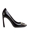 Roger Vivier Patent Leather Belle Vivier Pumps With Maxi Buckle 8cm In Black