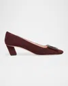 Roger Vivier Belle Vivier Turtle Suede Pumps In Brown