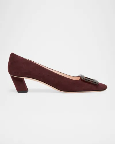 Roger Vivier Belle Vivier Turtle Suede Pumps In Brown