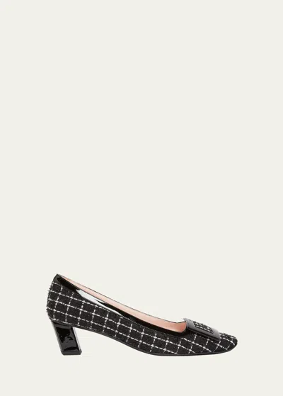 ROGER VIVIER BELLE VIVIER TWEED BUCKLE PUMPS