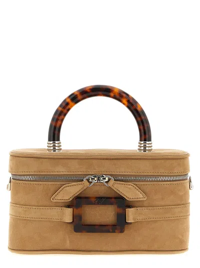 Roger Vivier Belle Vivier Vanity Hand Bags Beige In Brown