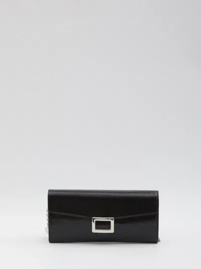 Roger Vivier Belle Vivier Wallet Chain In Black