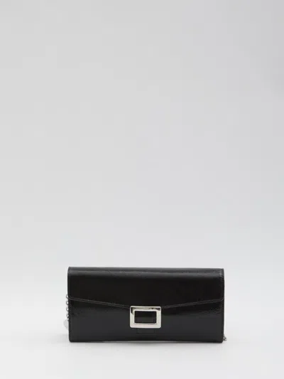 Roger Vivier Belle Vivier Wallet With Chain In Black