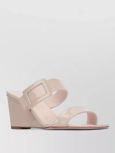 Roger Vivier Belle Vivier Wedge Mule Sandals Open Toe In Pink