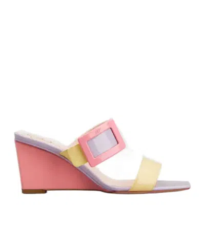 Roger Vivier Belle Vivier Wedge Mules In Patent Leather In Multi
