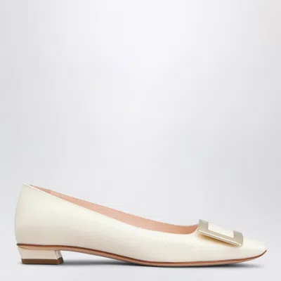 Roger Vivier Belle Vivier White Patent Leather Ballet Flats