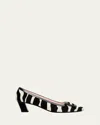 Roger Vivier Belle Vivier Patent Leather-trimmed Pony Hair Pumps In Nero Bianco