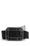 Roger Vivier Pilgrim Belt In Satin In Black