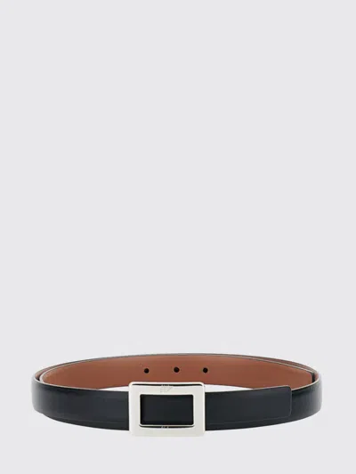 Roger Vivier Black Belt With Rectangular Silver Buckle