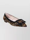 Roger Vivier Bicolor Pointed Toe Ballerina Shoes In Animal Print