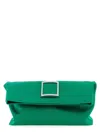Roger Vivier Green Trompette Clutch In Bicolor