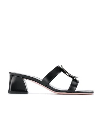 Roger Vivier Bikiviv Square Button Sandals In Black