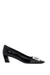 Roger Vivier Black Calfskin Pumps With Buckle And Wide Heel In Black
