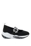 ROGER VIVIER BLACK CRYSTAL-STUDDED HYBRID SLIP-ONS FOR WOMEN