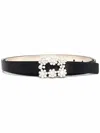 Roger Vivier Flower Strass Buckle Satin Belt
