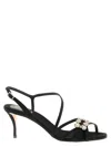 Roger Vivier Strass Sandals Slingback Straps Mini Flowers In Black