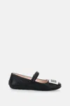 Roger Vivier Low Mary Jane Ballerinas In Leather In Black