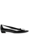 Roger Vivier Black Leather Ballet Flats In Black