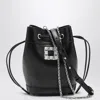 Roger Vivier Mini Leather Bucket Bag With Crystal Buckle In Black