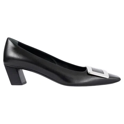 Pre-owned Roger Vivier Black Leather Decolette Belle Vivier Pumps Shoes 38.5 Fit 39.5
