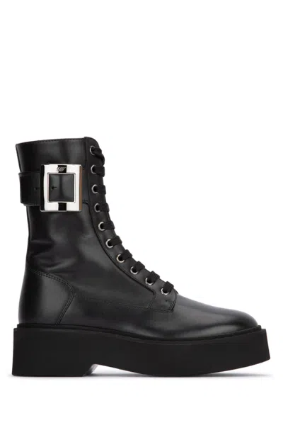 ROGER VIVIER BLACK LEATHER HIGH BOOTS