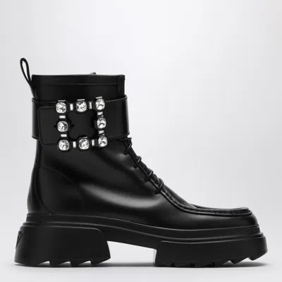 Roger Vivier Black Leather Lace-up Boot
