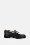 Roger Vivier Viv' Rangers Black Loafers With Metal Buckle In Black