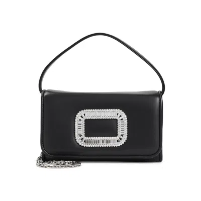 Roger Vivier Black Leather Micro Pilgrim Bag