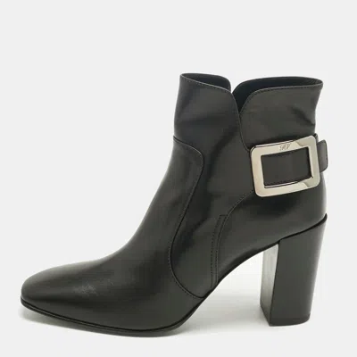 Roger Vivier Black Leather Polly Booties