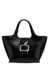 Roger Vivier Grand Choc Mini Crinkled Leather Top-handle Bag In Black