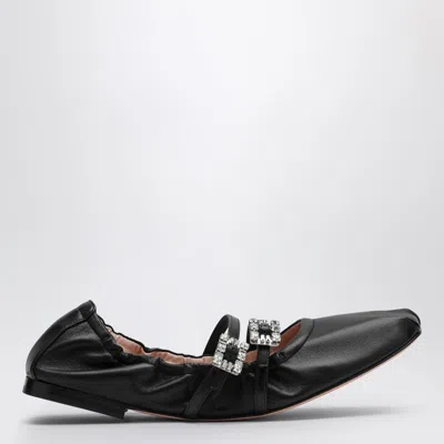 Roger Vivier Leather Strap Ballet Flats In Black