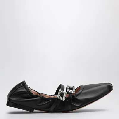 ROGER VIVIER ROGER VIVIER BLACK NAPPA BALLERINA WITH STRAPS