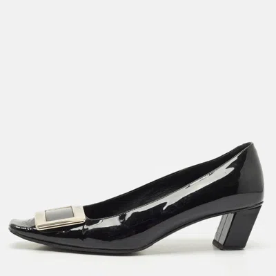 Pre-owned Roger Vivier Black Patent Leather Belle Vivier Pumps Size 36.5