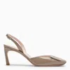 Roger Vivier Trompette Patent-leather Slingback Pumps In Beige