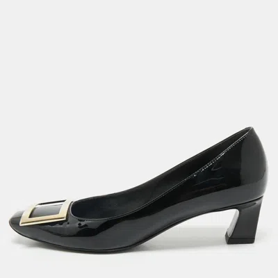 Pre-owned Roger Vivier Black Patent Leather Trompette Pumps Size 37