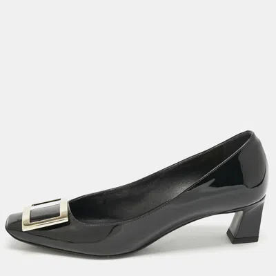 Pre-owned Roger Vivier Black Patent Leather Trompette Pumps Size 38