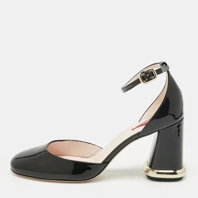Pre-owned Roger Vivier Black Patent Leather Viv Podium Pumps Size 39